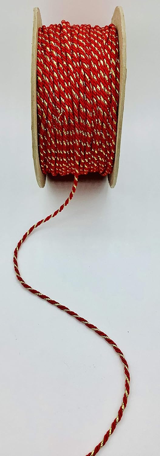 Red/Gold 1/8 Metallic Twist Cord - 20 Yards