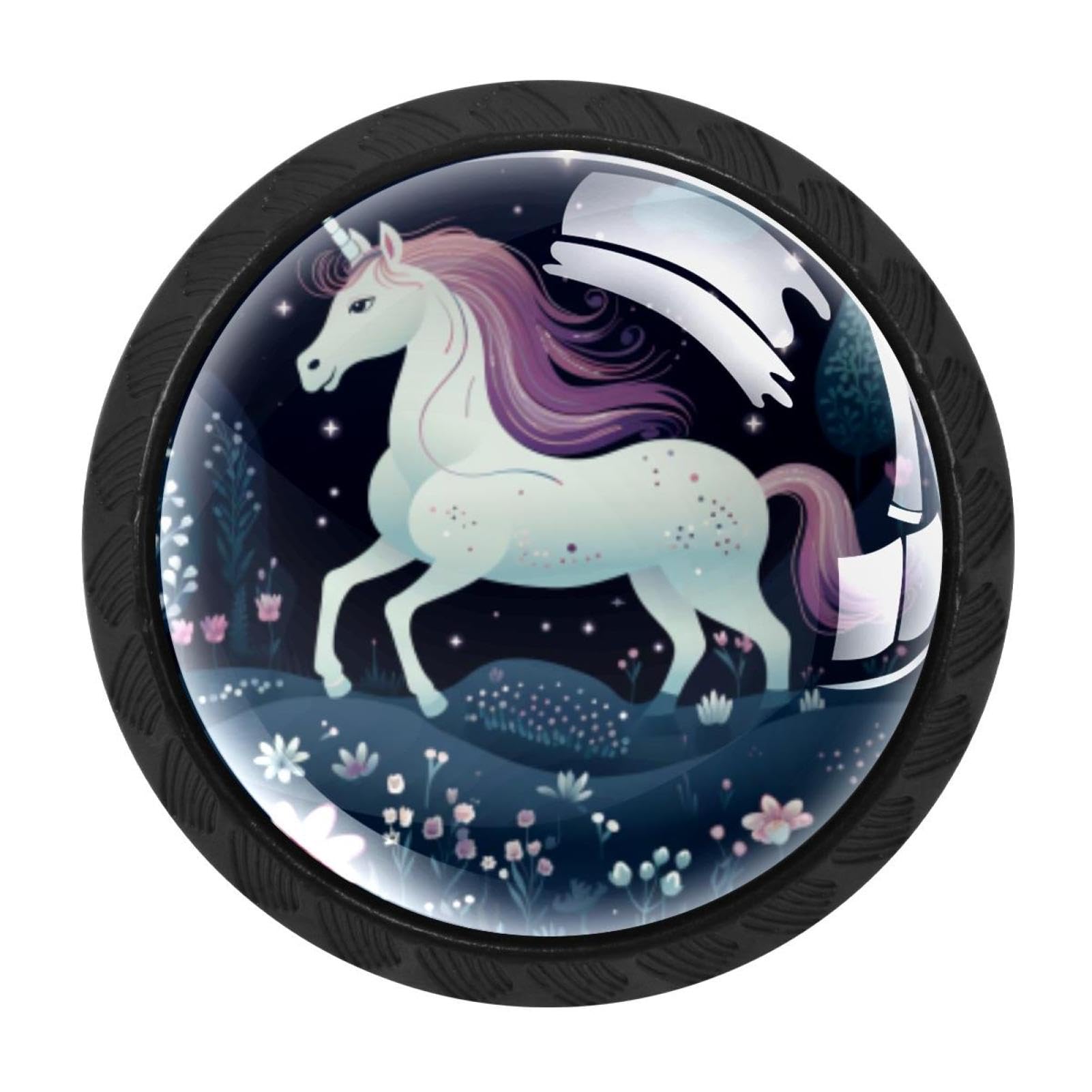 Chenzzzz Multicolored 06 4 Pieces Round Cabinet Knobs Starry Unicorn Dresser Knobs Pulls Handles With Screws For Drawer Pulls Handles Knobs Door Knobs
