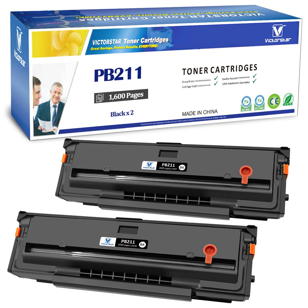 VICTORSTAR Compatible Toner Cartridges PB-211 PB211 PB 211 PB-211EV PB211EV PB 211EV 1600 Pages 2 Blacks for P2500W P2502W P2207 M6550 M6500NW M6550NW M6600 M6600NW M6552NW M6602NW Printer