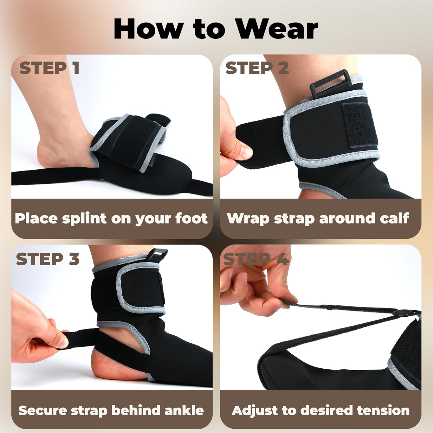 Plantar Fasciitis Night Splint Sock - Adjustable Planter Facetious Relief Brace for Women Men,Soft Plantar Fascia Boot for Sleeping,Support Relief Foot Drop Achilles Tendonitis Relief Day Night - Image 6