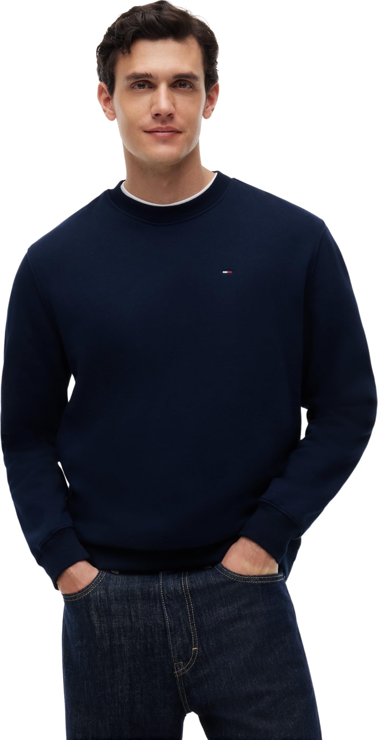 Tommy Jeans Herren Sweatshirt Regular Fit Flag Fleece Rundhalsausschnitt