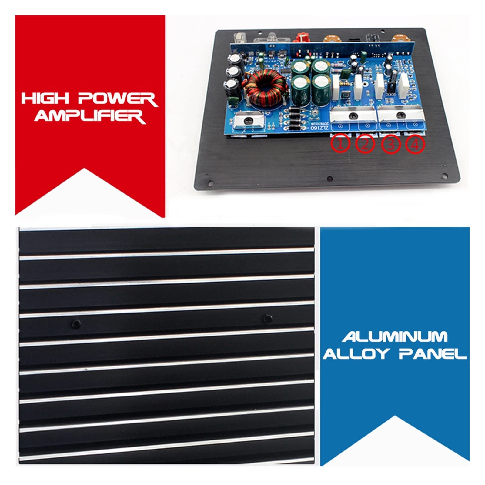 Amplificatore for Auto a 4 canali 12V Amplificatore for subwoofer Amplificatore for Lettore di canali vocali, Resistente all'Usura E Durevole