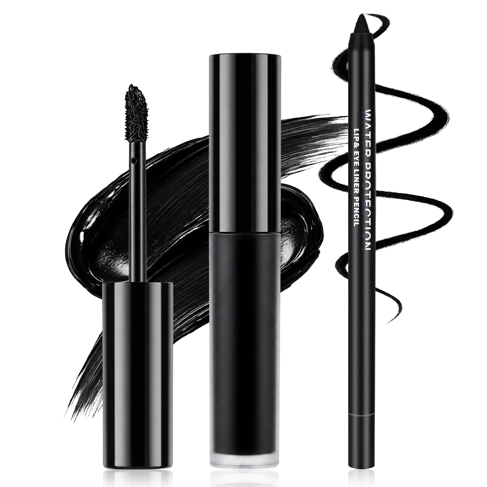 IONSGAKO Matte Black Lipstick and Lip Liner Set for Halloween Goth Makeup Black Lipstick & Lip Liner