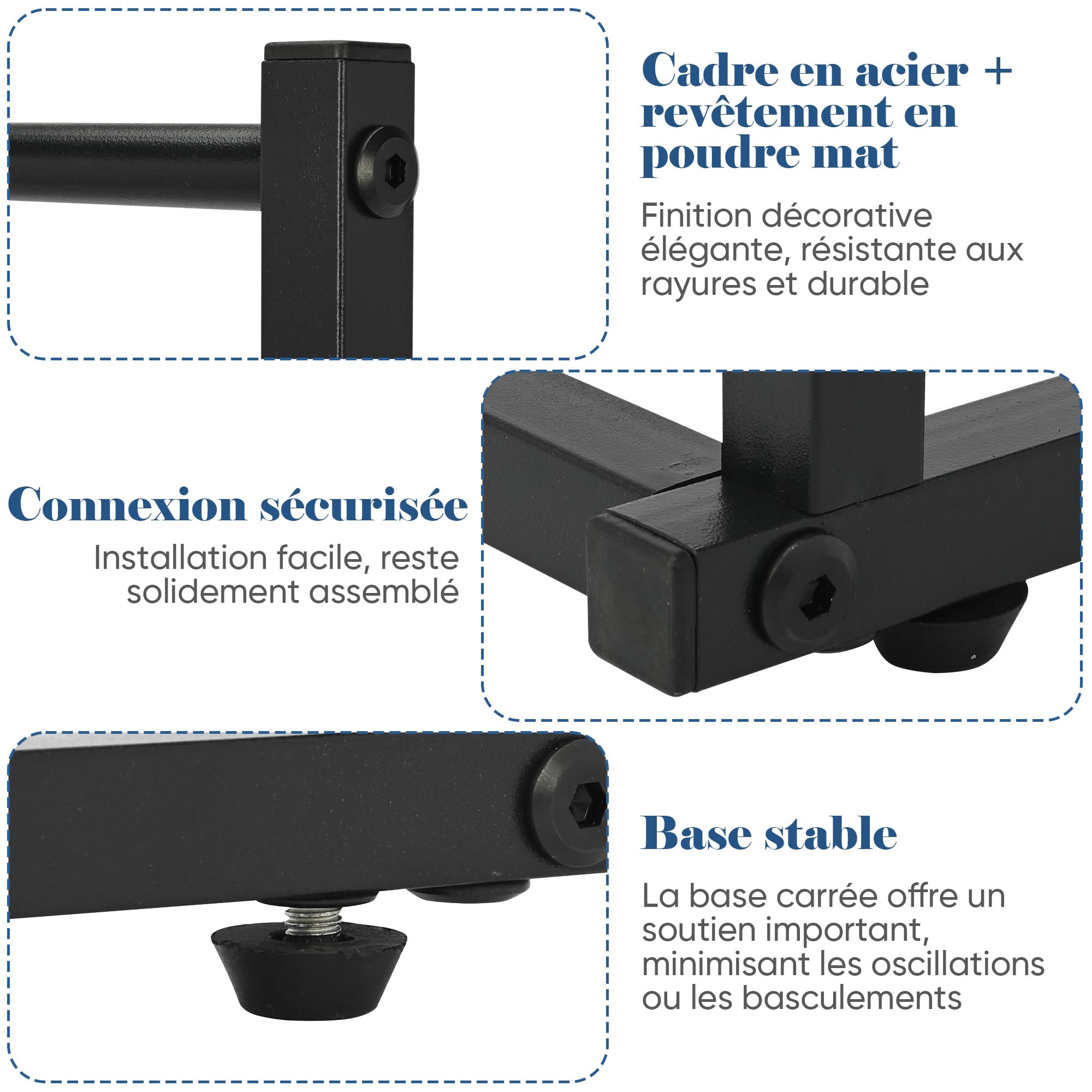 Porte Serviette sur Pied Salle De Bain, Support Serviettes Autoportant en Métal, Porte-Serviettes Noir sur Pied à Trois Niveaux, pour Les Serviettes de Toilette et Les Draps de Bain