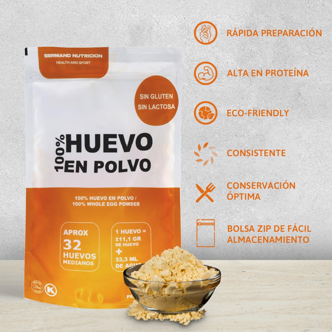 Bio-Eipulver (350 g) | Ökologische Eier | Getrocknetes Ei | Ohne Zusatzstoffe | Laktosefrei | Glutenfrei | Im wiederverschließbaren Zip-Beutel