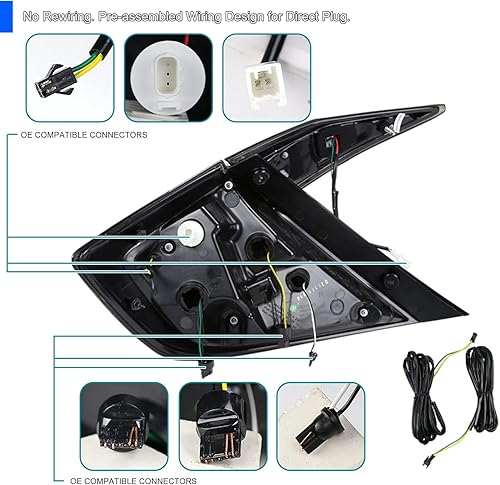 Miniatura 4 de SPEC-D TUNING Luces traseras negras con tiras LED blancas, señal de giro LED secuencial y animación de inicio compatible con Honda Civic 4 puertas