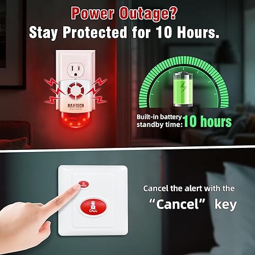 Miniatura 3 de Daytech Sistema de alarma de seguridad inalámbrico con sirena estroboscópica, botones de pánico y alerta SOS para el hogar, tiendas minoristas (2