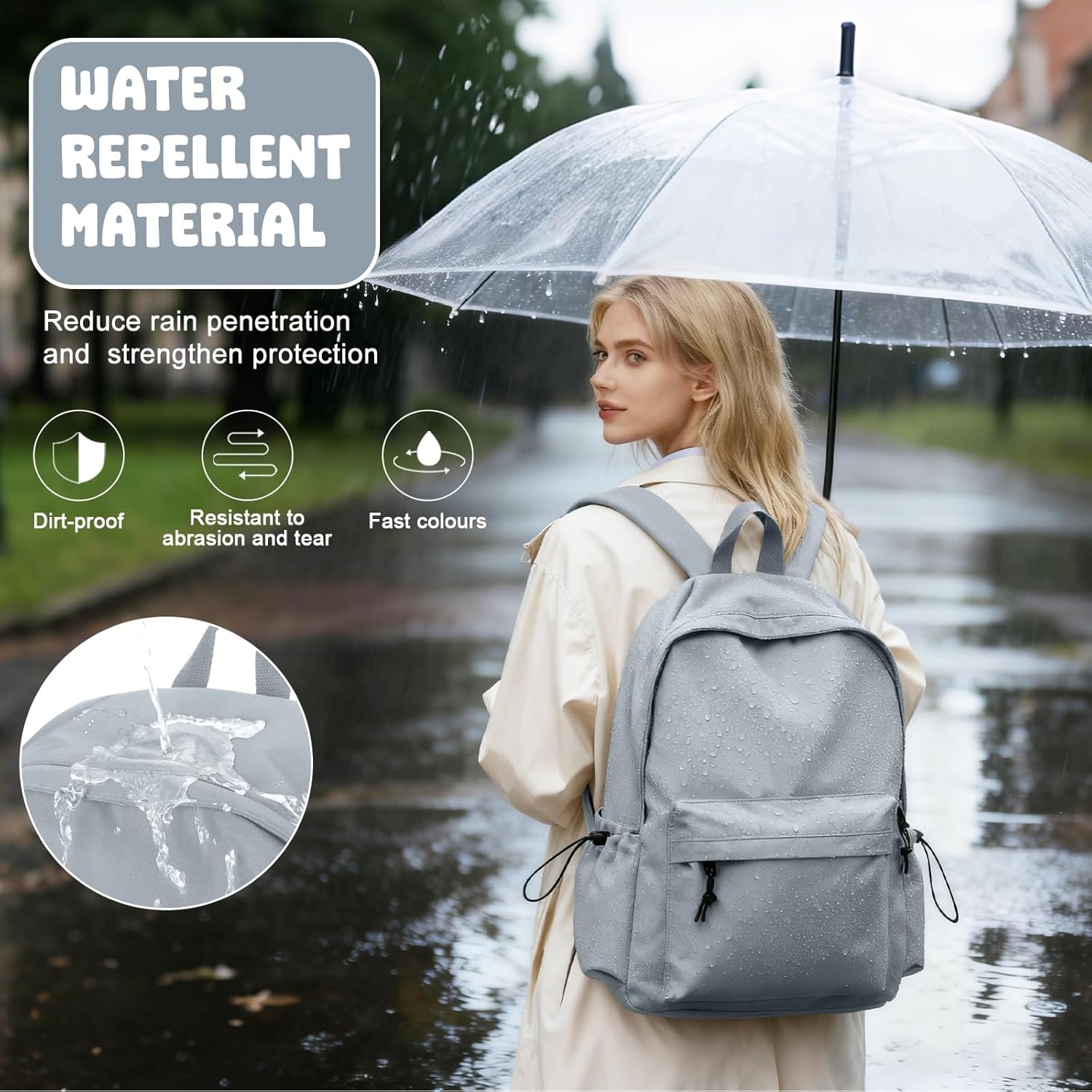 VECAVE School Backpack Blue Waterproof Bookbag Casual Lightweight Travel Rucksack Daypack Backpacks for Men Women College High School Bags backpack for Boys Girls Teens - Image 6