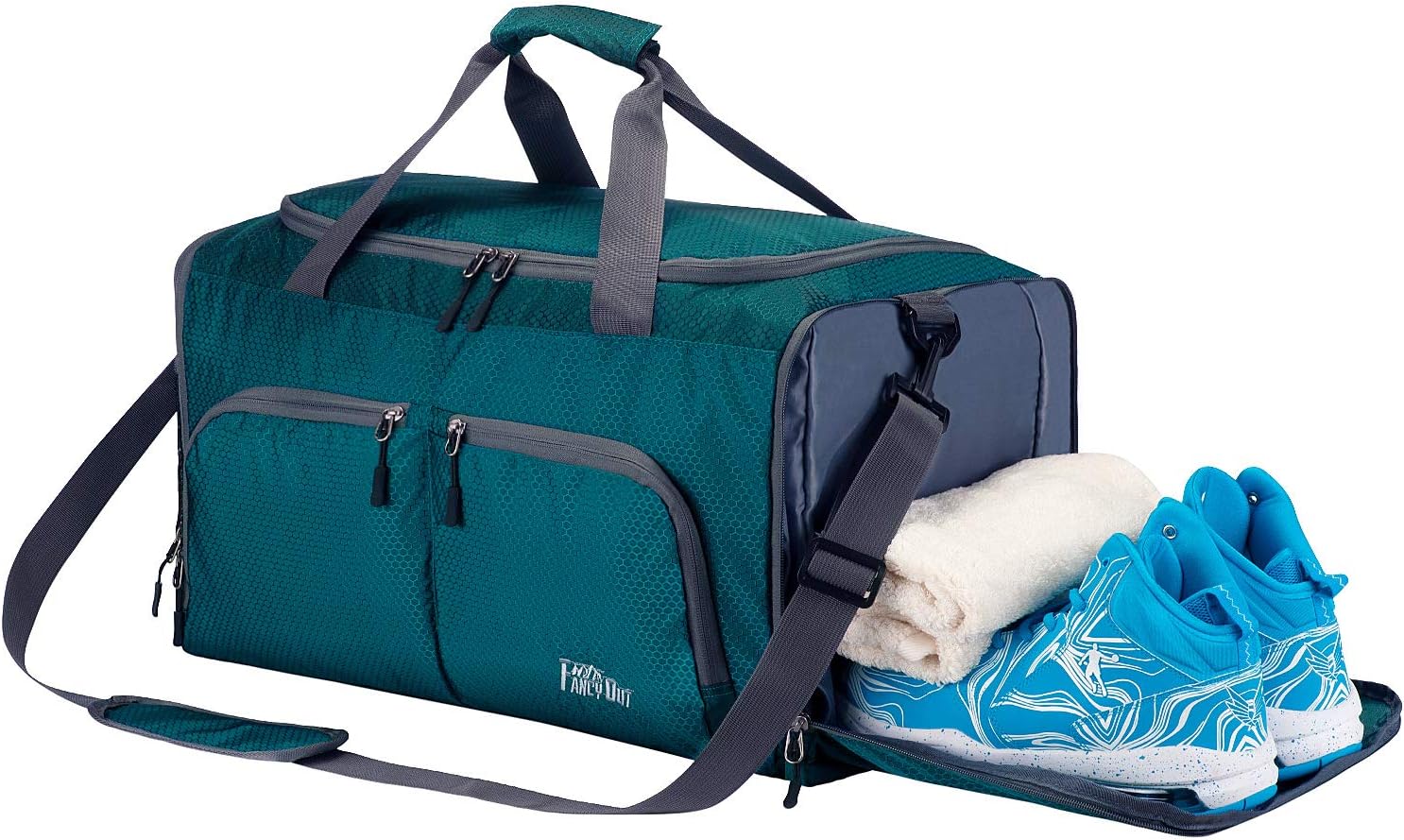 FANCYOUT Sports Gym Bag with Shoes Compartment & Wet Pocket, Travel Duffel Bag for Men and Women