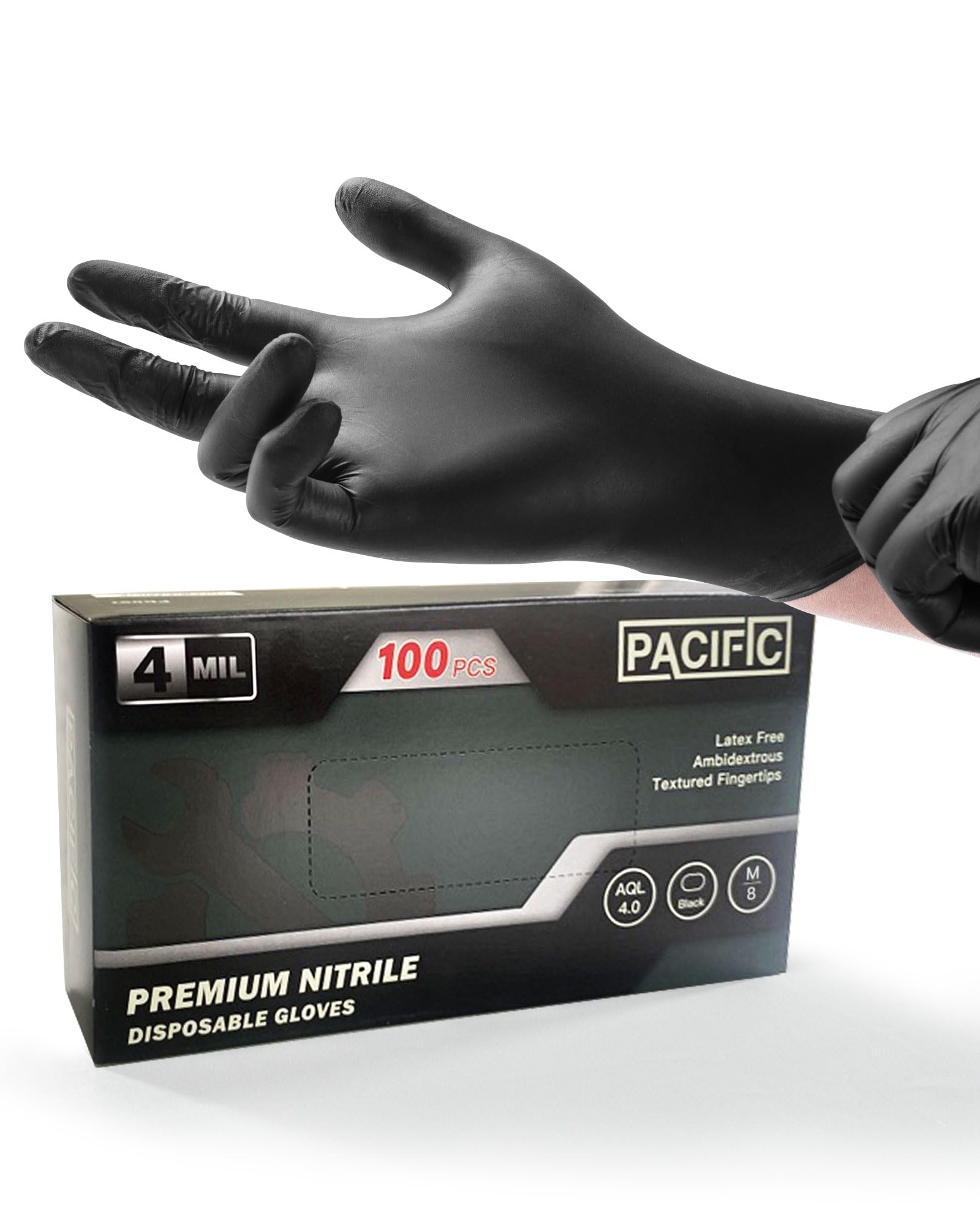 Amazon.com: PACIFIC PPE 4 mil Black Nitrile Disposable Gloves