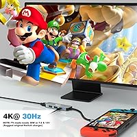 Vista 5 de Concentrador USB C, adaptador USB C a HDMI para Nintendo Switch/Switch OLED/MacBook/iPad/iPhone/teléfono Android/portátil, adaptador de TV