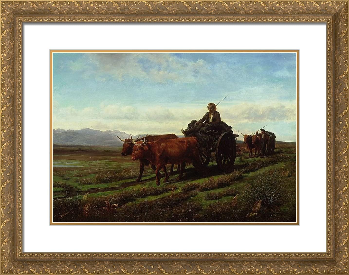 ArtDirect Bonheur Rosa 24x19 Gold Ornate Framed Art Print with Double Matting Titled: Going to Market