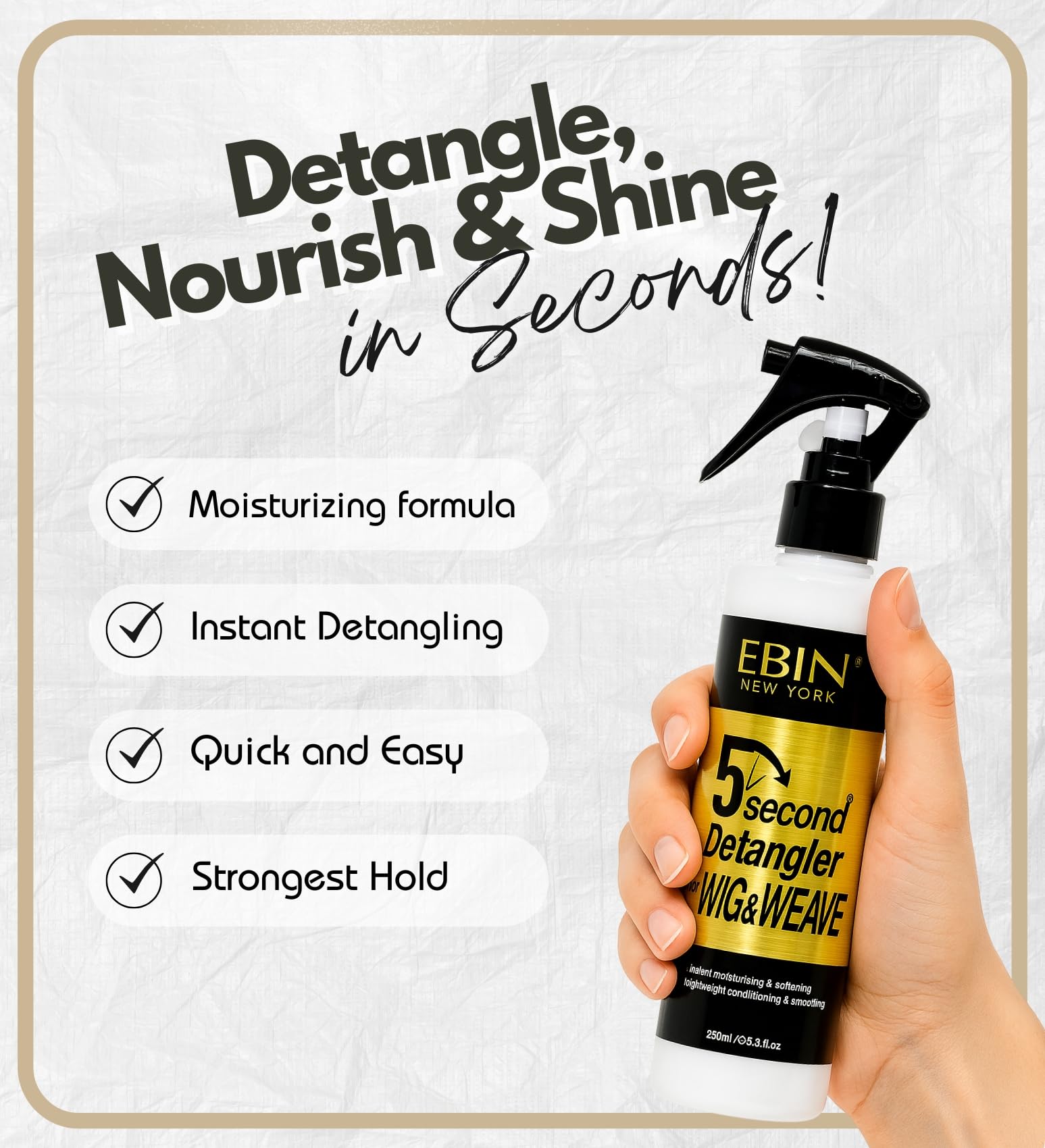 EBIN NEW YORK 5-Sekunden-Entwirrer für Perücken 8,5 oz / 250 ml