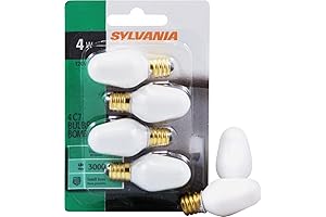 SYLVANIA Incandescent 4W C7 Nightlight Light Bulbs with E12 Candelabra Base (4 Pack)