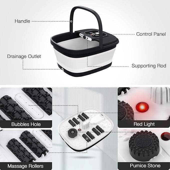 Spa de pies plegable HOSPAN con calor, burbujas y control de temperatura miniatura 6