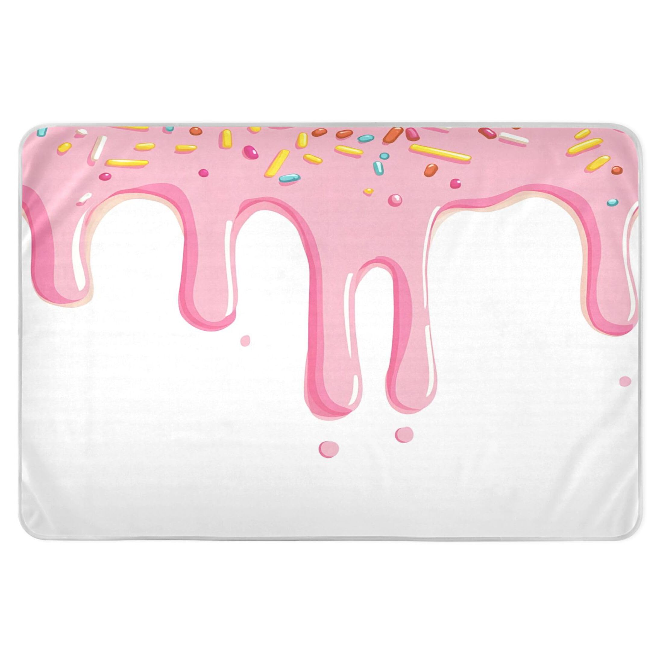 Takiito Pink Dripping Sprinkles Bed Pad Reusable Bed Underpad Washable Waterproof Leak-Proof Quick Dry Incontinence Pee Pad for Toddlers Kids Adults Pets 34x52 in