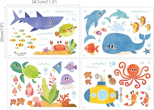 Miniatura 5 de DECOWALL DS4-8009 - Calcomanías de pared para niños, diseño de aventura marina, calcomanías de pared extraíbles para niños, guardería, dormitorio,