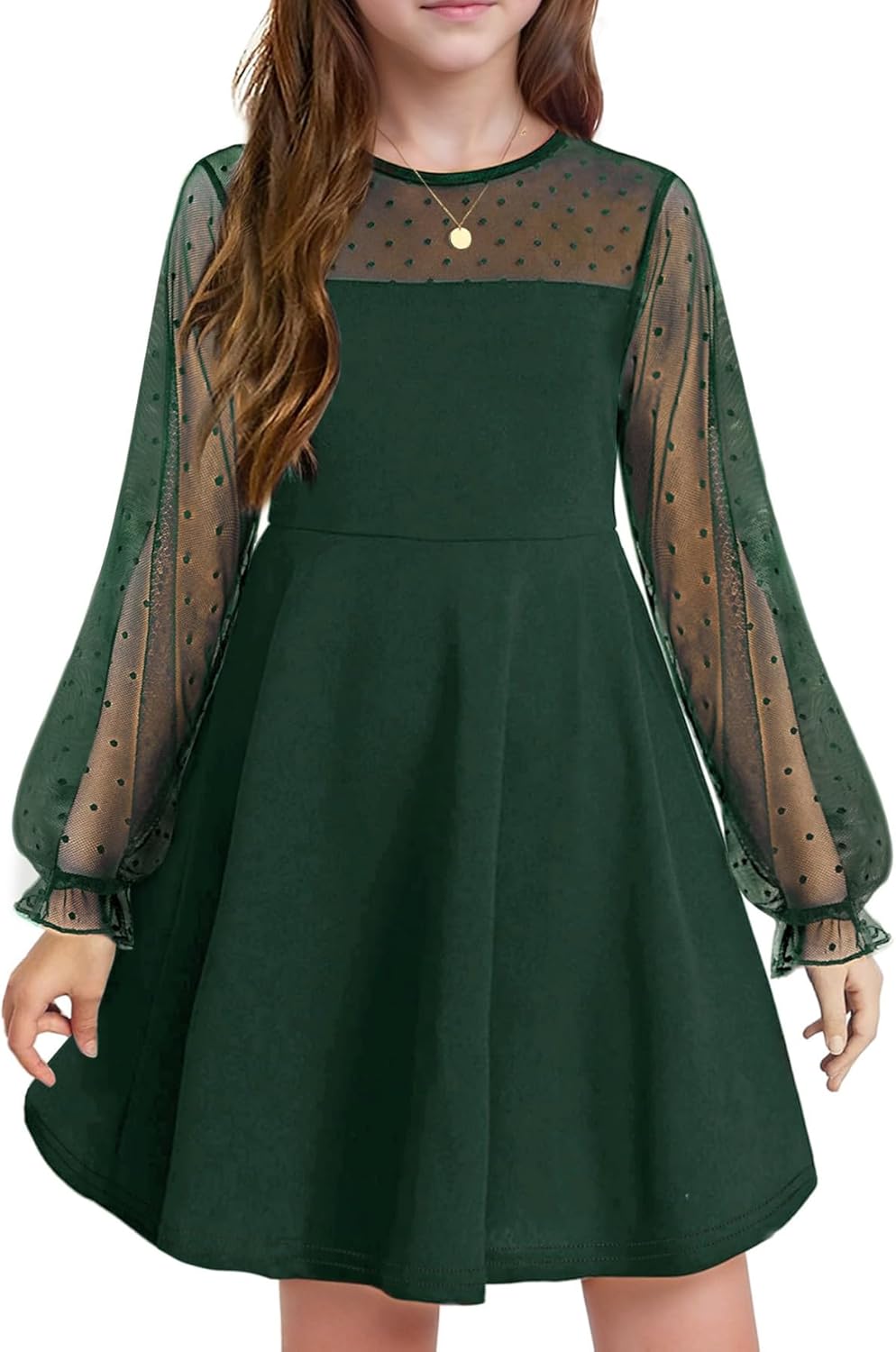 IFFEI Girls Dresses Puff Mesh Sleeves Short A-Line Dress for Party Wedding Guest