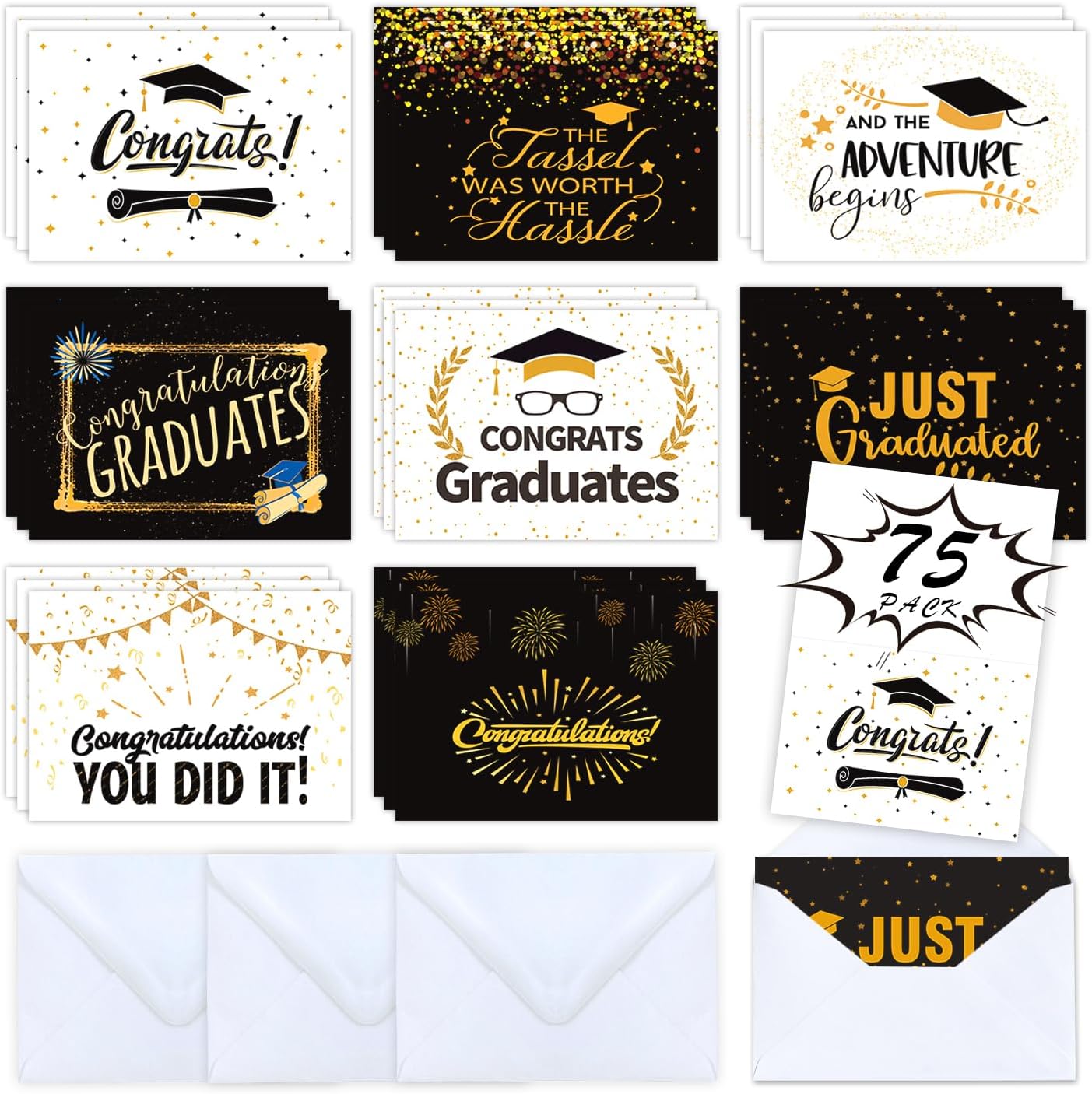 Leesgel 75 Pack Graduation Greeting Cards with 75
