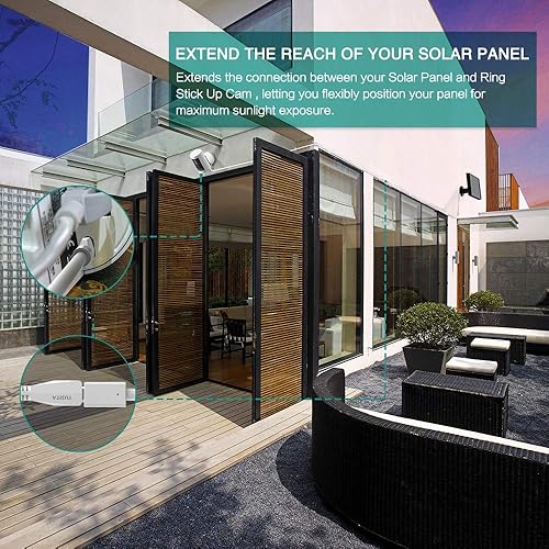 Miniatura 6 de TUSITA Cable de extensión de alimentación micro USB (20 pies 19.7 ft)  Cable extensor macho a hembra de repuesto para Blink XT2 al aire libre