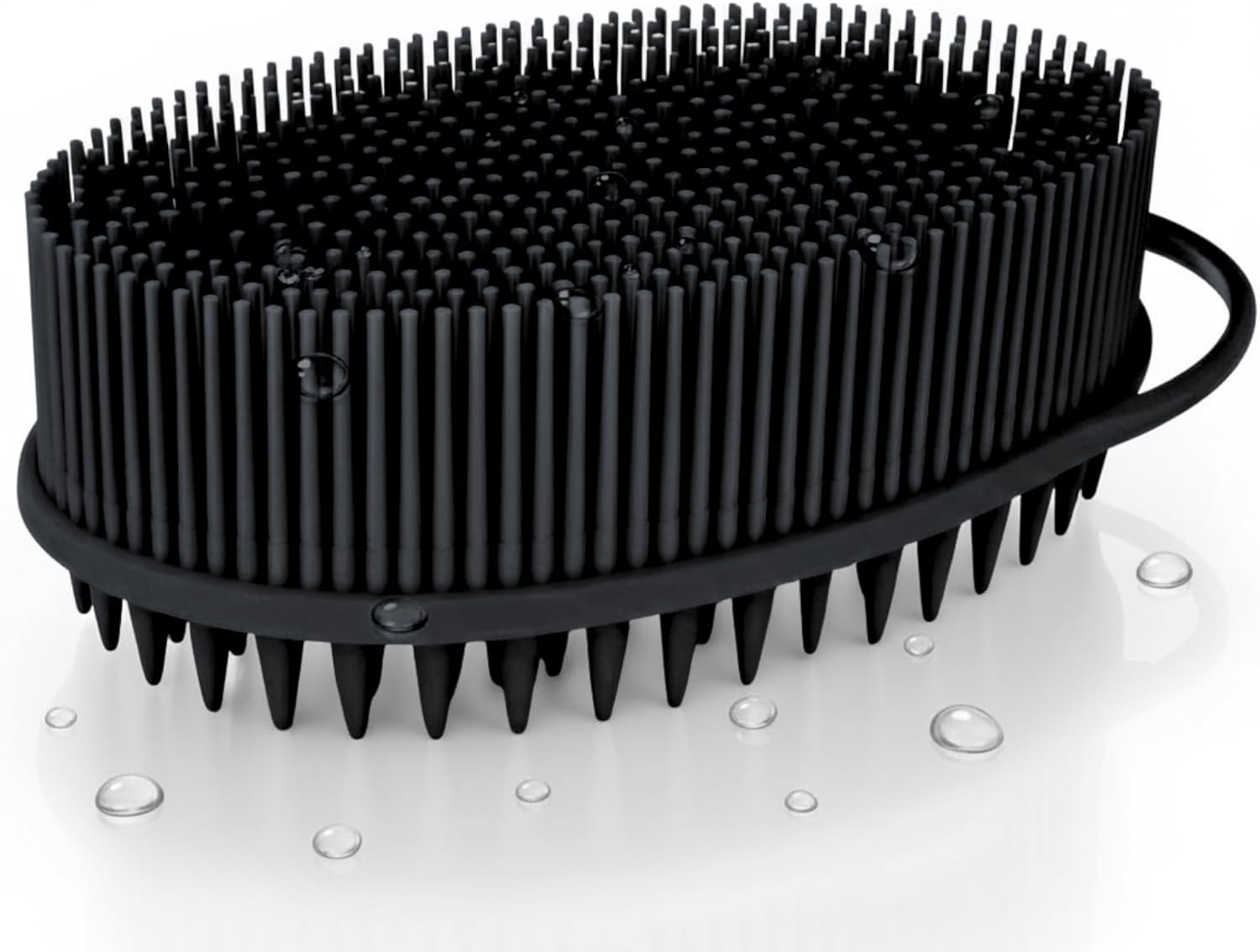 Scalp Massager Shampoo Brush Silicone - Hair Scrubber Shower Tool - Avilana Scalp Exfoliator Head Massage Brush - Gentle Daily Cleansing All Hair Types - Gift Women Men Black Scalp