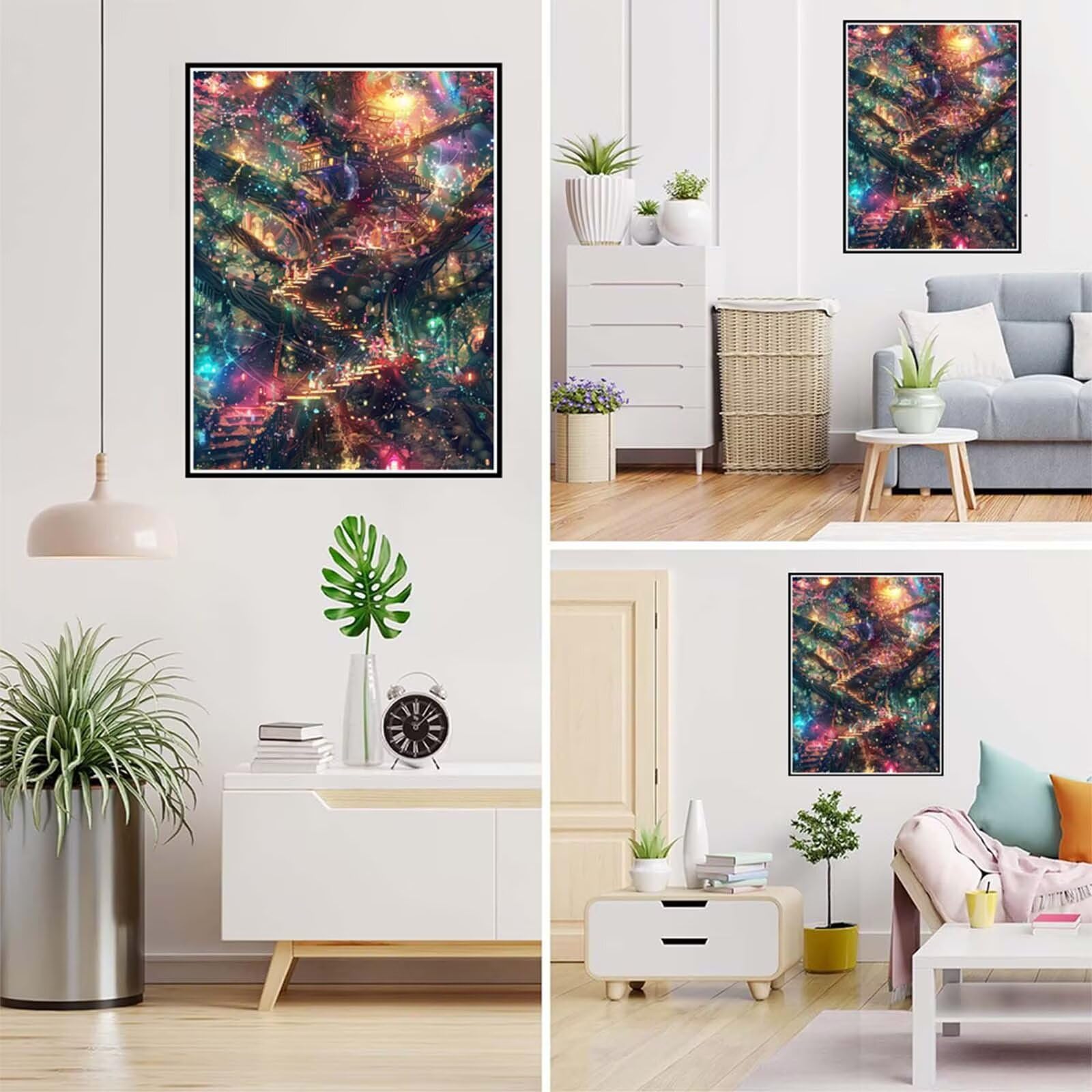 Diamond Painting Bunt Malen Nach Zahlen Erwachsene, 5D Diamant Painting Bilder Kabine Diamond-painting Mosaikherstellung Bastelset Kinder ab 6 Jahre, Deko Wohnzimmer, Mädchen Geschenke 80x110cm 6X-909