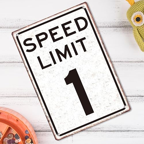 Miniatura 4 de Letrero de cumpleaños de coche de carreras, regalos para niños, retro, límite de velocidad, 1 letrero para habitación de niños, cueva de hombre,