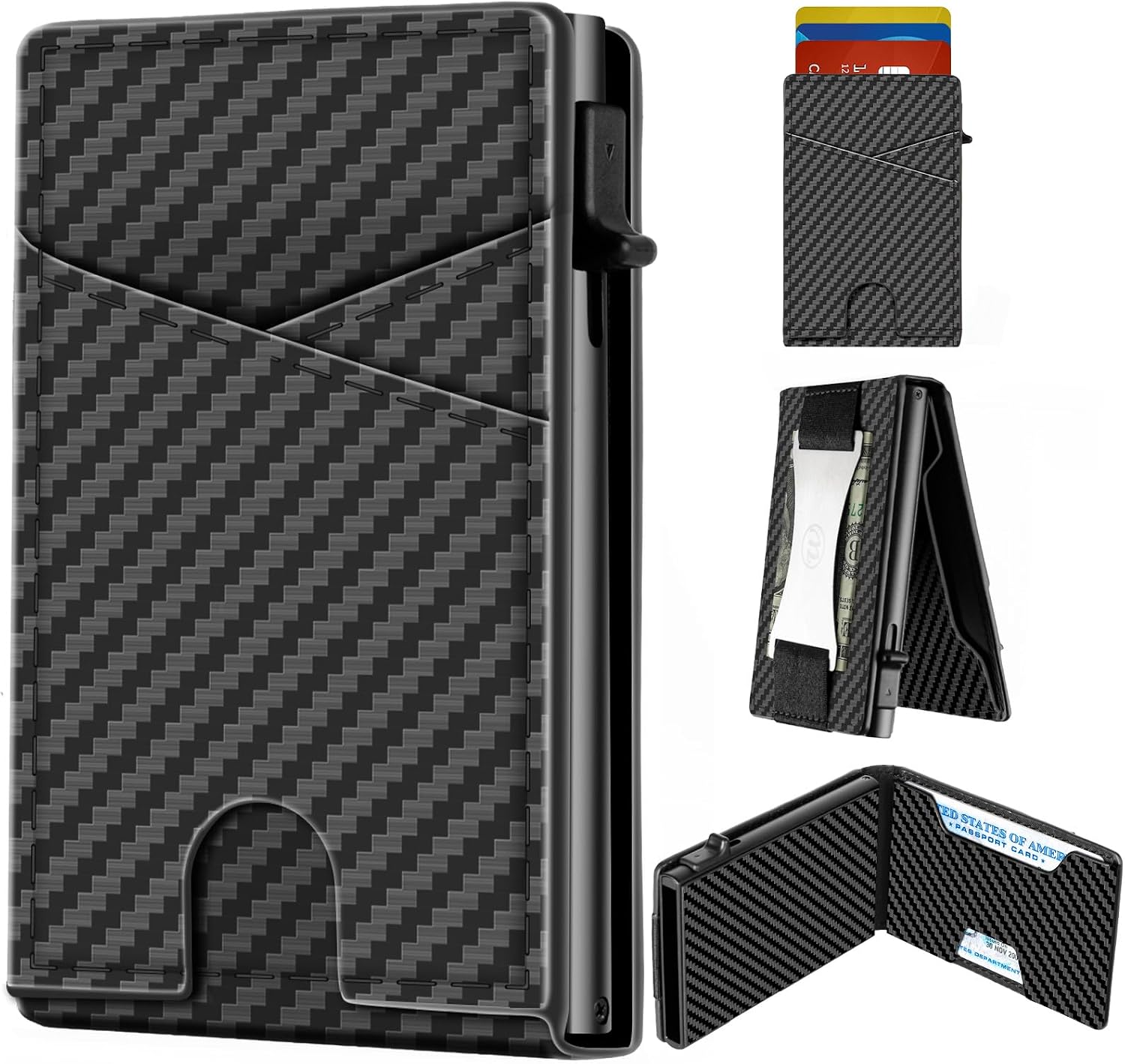 Amazon.com: Wallet for Men with Money Clip, Slim Minimalist Metal RFID ...