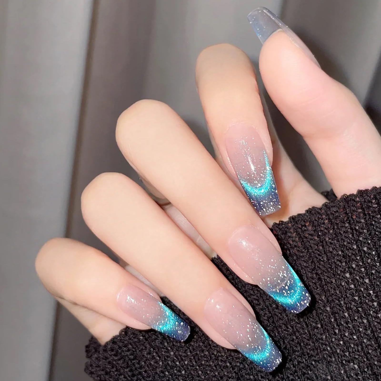 Crystal Cat Eye Gel Polish Kits 9D Holographic Magnetic Cats Eyes Gel Nail Polish Shiny Glitter Laser Varnish UV Gel Varnish Nail Art Manicure Kit,Diamond Sky Blue