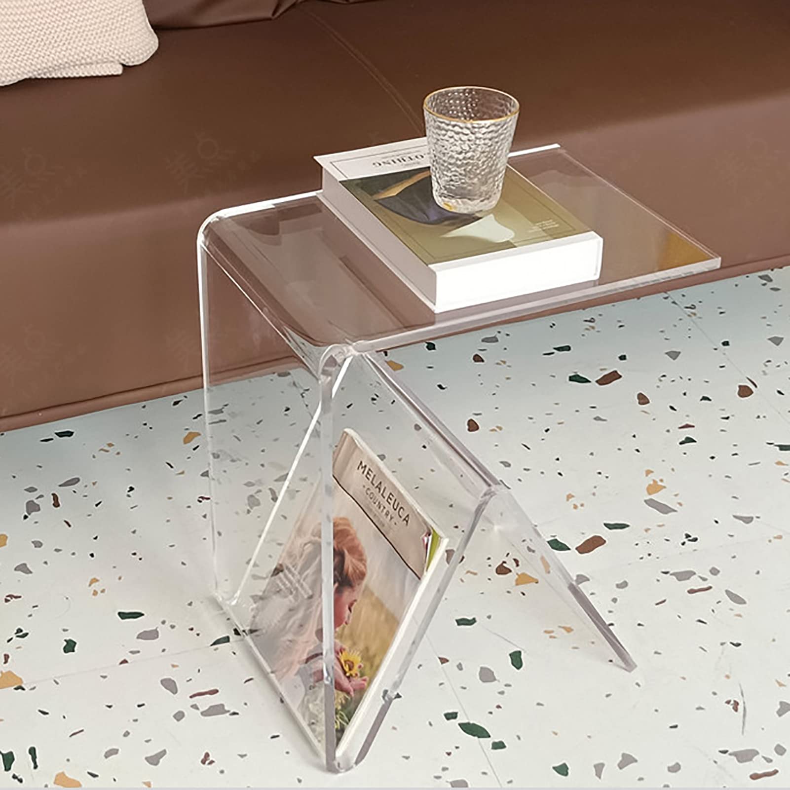 BINNGY Acrylic Coffee Table Plexiglass Transparent Simple Sofa Home Side Several Bedroom Bedside Corner Several Cabinets