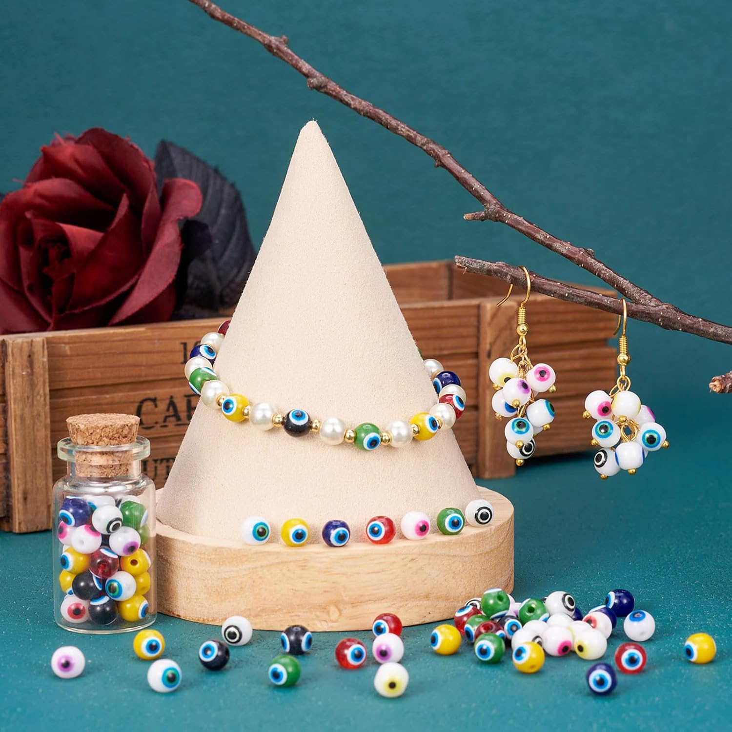 6mm Evil Eye Glass Beads for Easter 240pcs Round Eyeball Loose Spacer Turkish Eye Beads 12 Colors Baking Painted for Lucky Bracelets Necklace Jewelry Keychain - Image 3