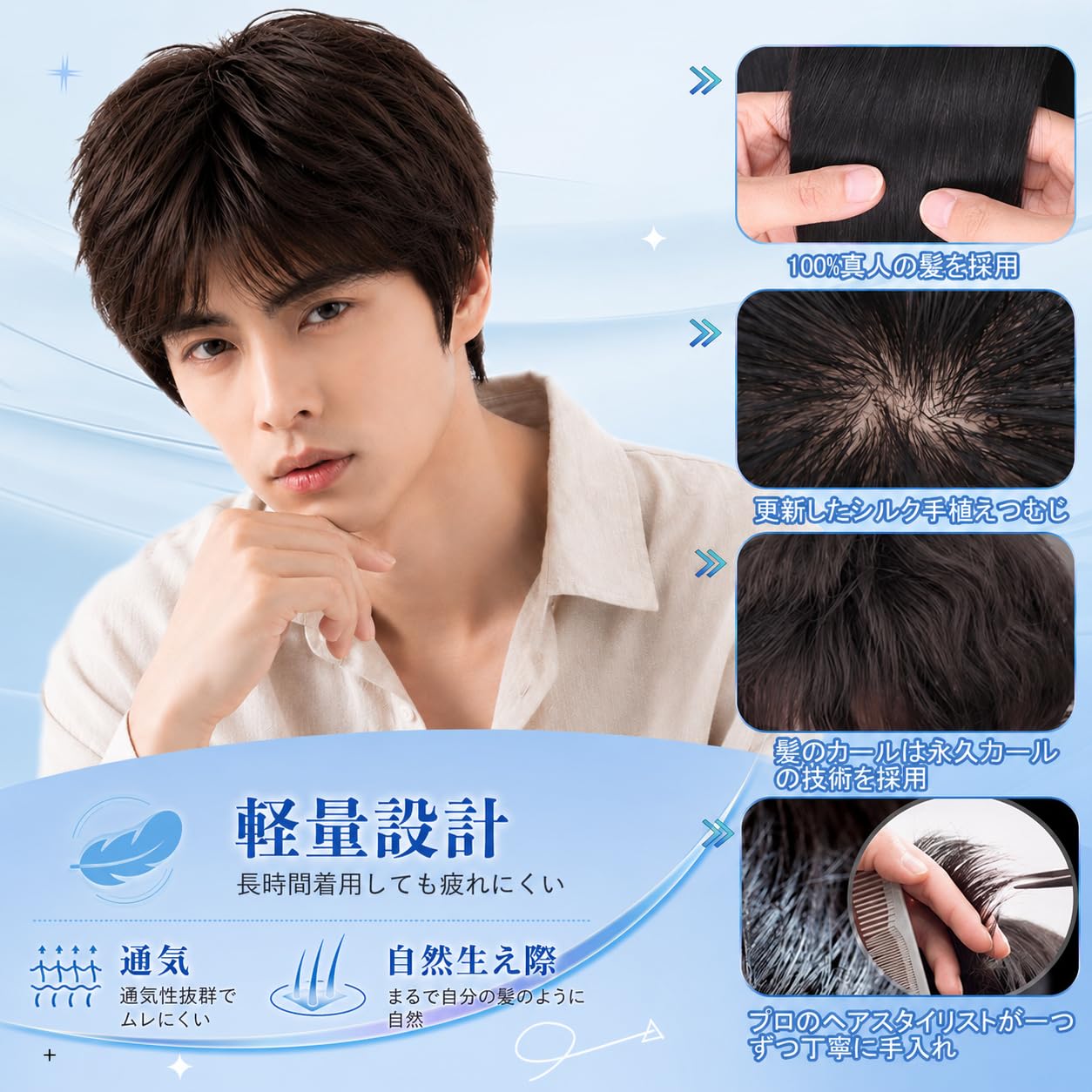 Amazon.co.jp: J & S ウィッグ メンズ 人毛 フルウィッグ 医療用かつら