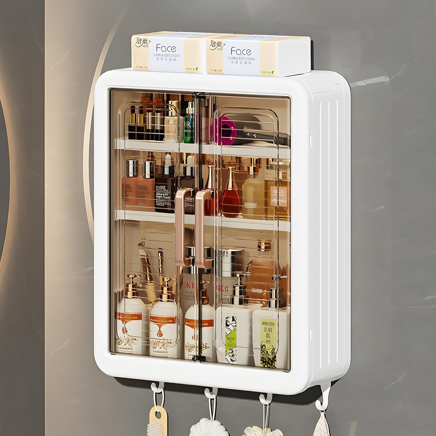 ZIPTON Wall Mounted Storage Cabinet for Kitchen & Bathroom Multipurpose Space Saving Organizer with Transparent Doors
