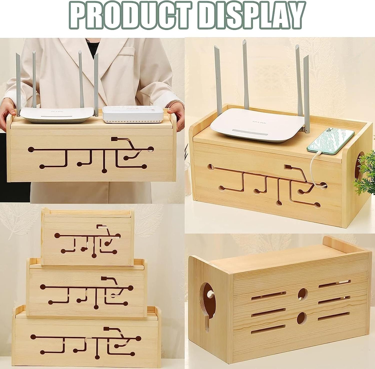 Multi-Functional Desktop Storage Box,TV Component Cable Box,WiFi Router Storage Rack,Hidden Line Management Container,Creative Decoration Storage Box Storage Box