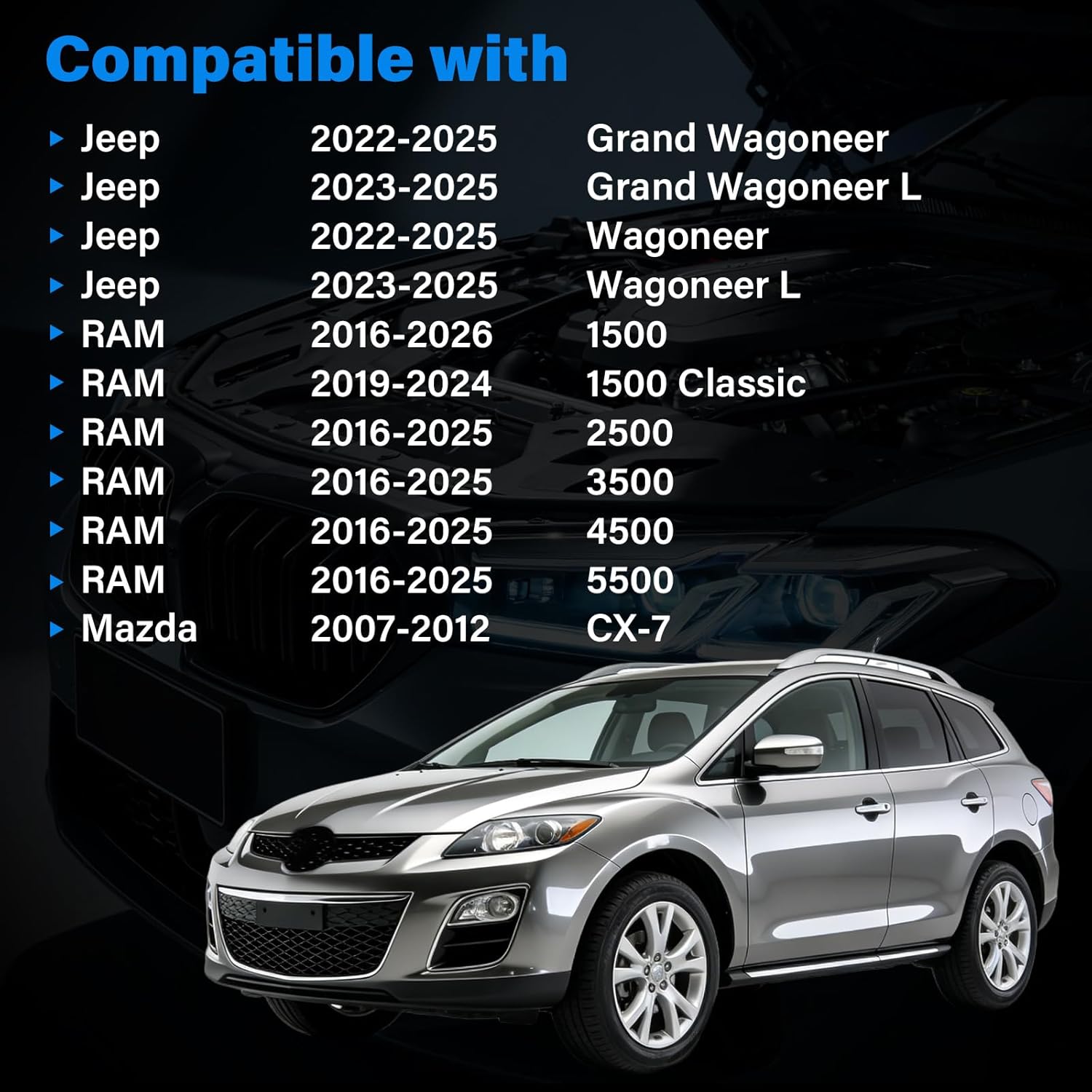 CF11671 Cabin Air Filter With Activated Carbon Compatible with RAM 1500 2500 3500 2016-2025, RAM 4500 5500 2016-2025, MAZDA CX-7 2007-2012(3 Pack)