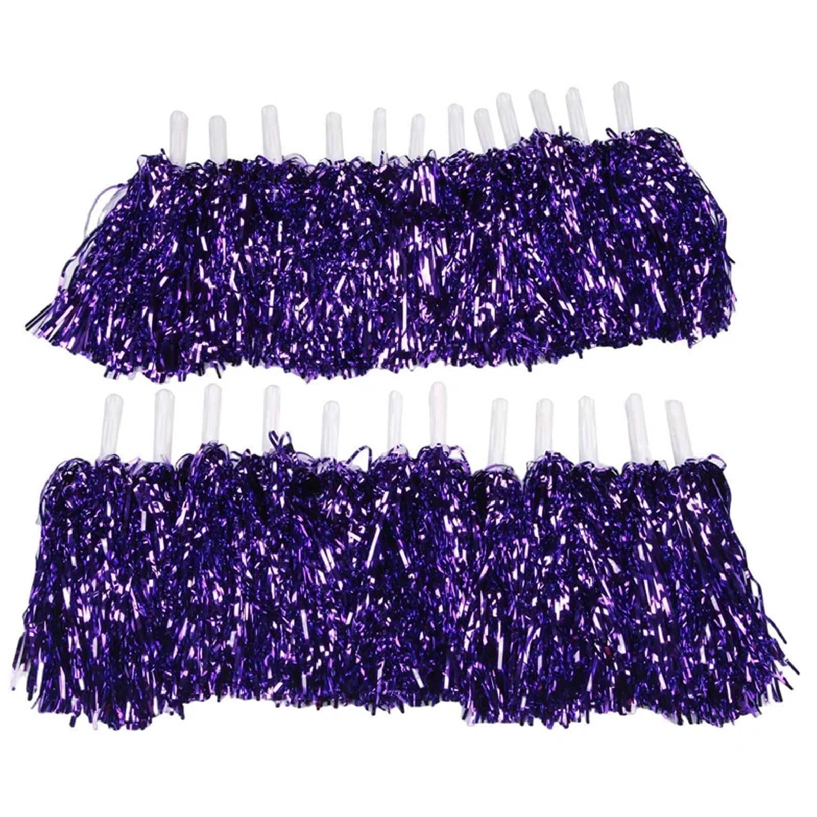 Pompom 48Pcs Cheerleading Pom Poms Metallic Foil Cheer with Plastic Handle for Cheerleaders