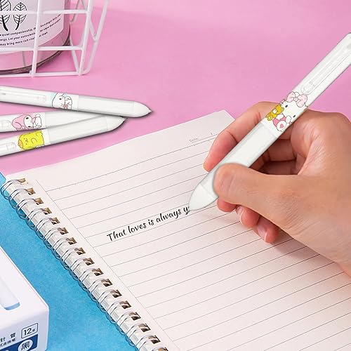 Miniatura 6 de Heartquakes 6 bolígrafos de anime, bonitos bolígrafos de gatito, bolígrafos negros de 0.020 in, suministros escolares kawaii, regalos de anime para