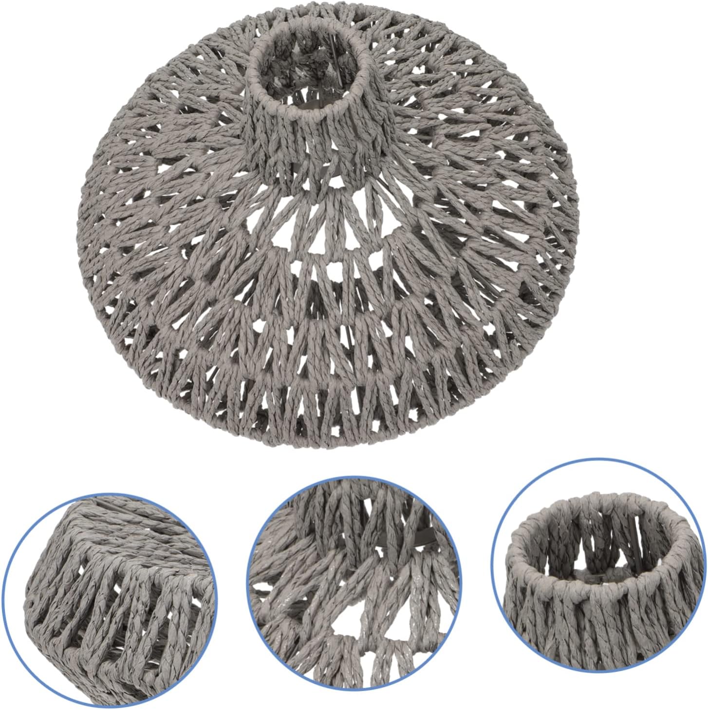 Lurrose 1pc Nordic Style Paper Rope Chandelier Shade Minimalist Pastoral Lighting Decor for Dining Room Easy to Install Lampshade for Warm Atmosphere Creative Home Decoration Gray