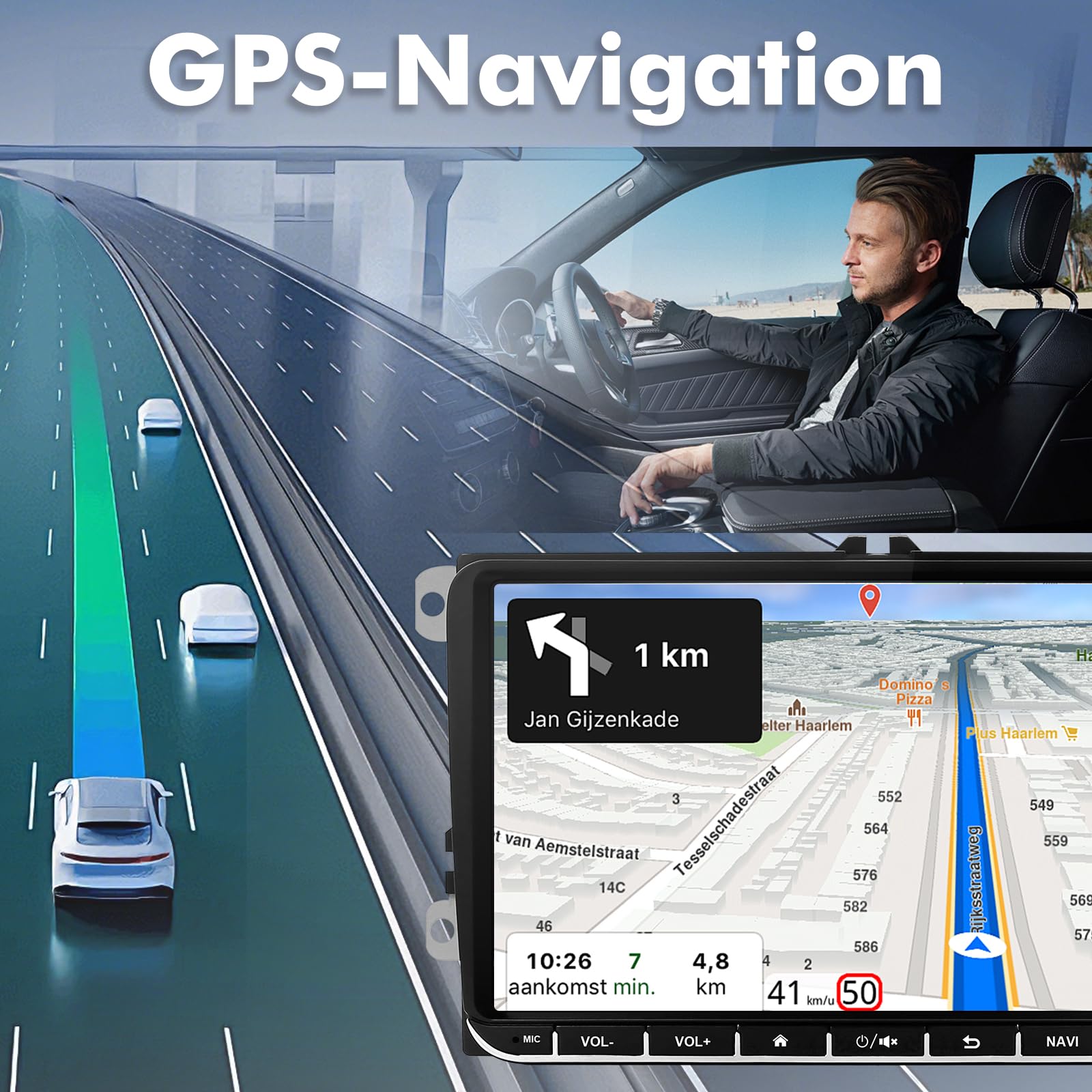 4+64G Android 14 Sterowanie Samochodowe dla VW Golf/Seat/Passat/Polo/Jetta/Touran 9-calowy System Multimedialny z Bezprzewodowym Carplay Android Auto Mirror Link SWC GPS Bluetooth WiFi FM Aparat