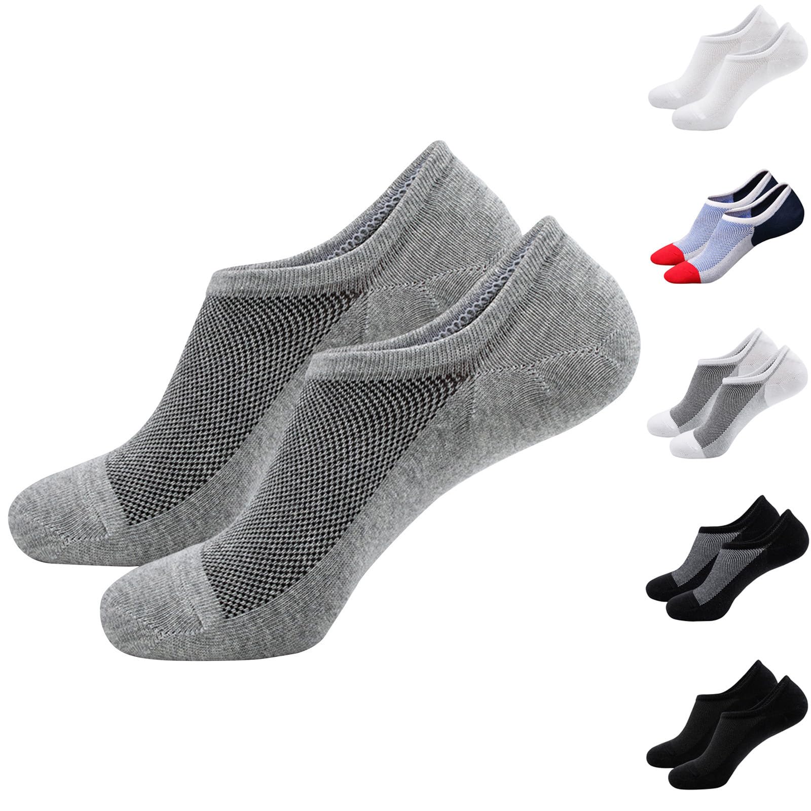 Mens Ankle Socks Cushioned Running Sport Socks Breathable Anti-Blister Low Cut Athletic Socks Short Invisible Socks Black One Size