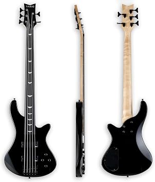 TARIO Black 5 String Fretless Electric Bass Bolt_On Maple Neck (5 strings)