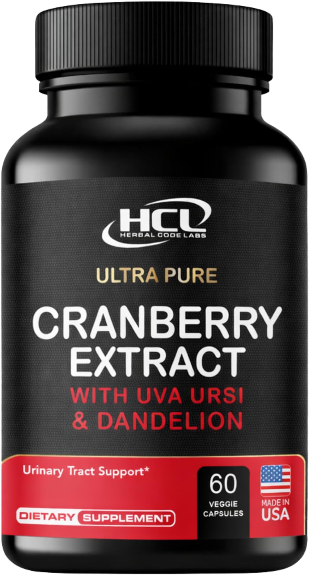 Cranberry Extract Capsules 50:1 Whole Fruit Concentrate, with Dandelion & Uva Ursi, High Potency Herbal Formula, Urinary Tract Support, 60 Vegan Capsules, Non-GMO, Made in USA