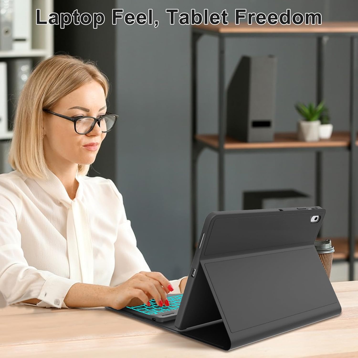 Keyboard Case for iPad Air 11-inch (M3 2025 / M2 2024), 7 Color Backlit Detachable Bluetooth Keyboard Cover with Pencil Holder, Multi-Angle Stand, Black