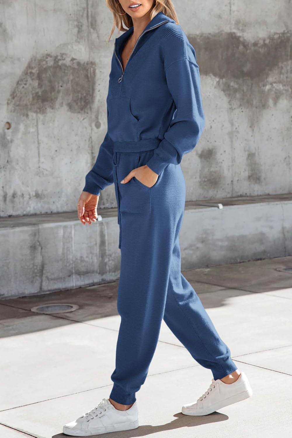 PRETTYGARDEN Women's 2 Piece Sweater Set Pullover Zip Up Sweatshirt Jogger Sweatpants Tracksuit Casual Outfit - Image 4