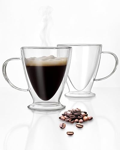 Sister.ly Drinkware, tazas de café transparentes de doble pared, juego de 2, 12 onzas, celebra la vida un vaso a la vez