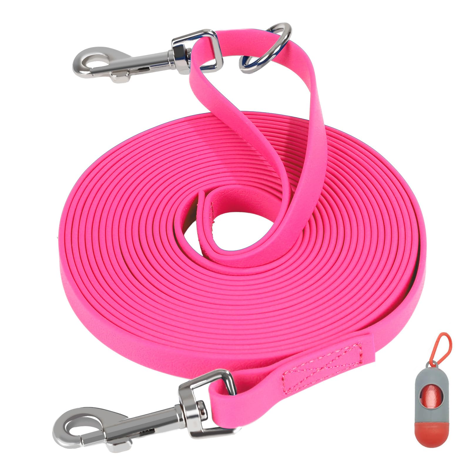 Lanwandeng Long Dog Lead 3M 5M 10M 15M 30M, Waterproof Dog Recall Obedience Training Leads, Heavy Duty Dog Leash for Large Medium & Small Dogs Outside Walking, Playing, Camping, Yard(Pink10M)