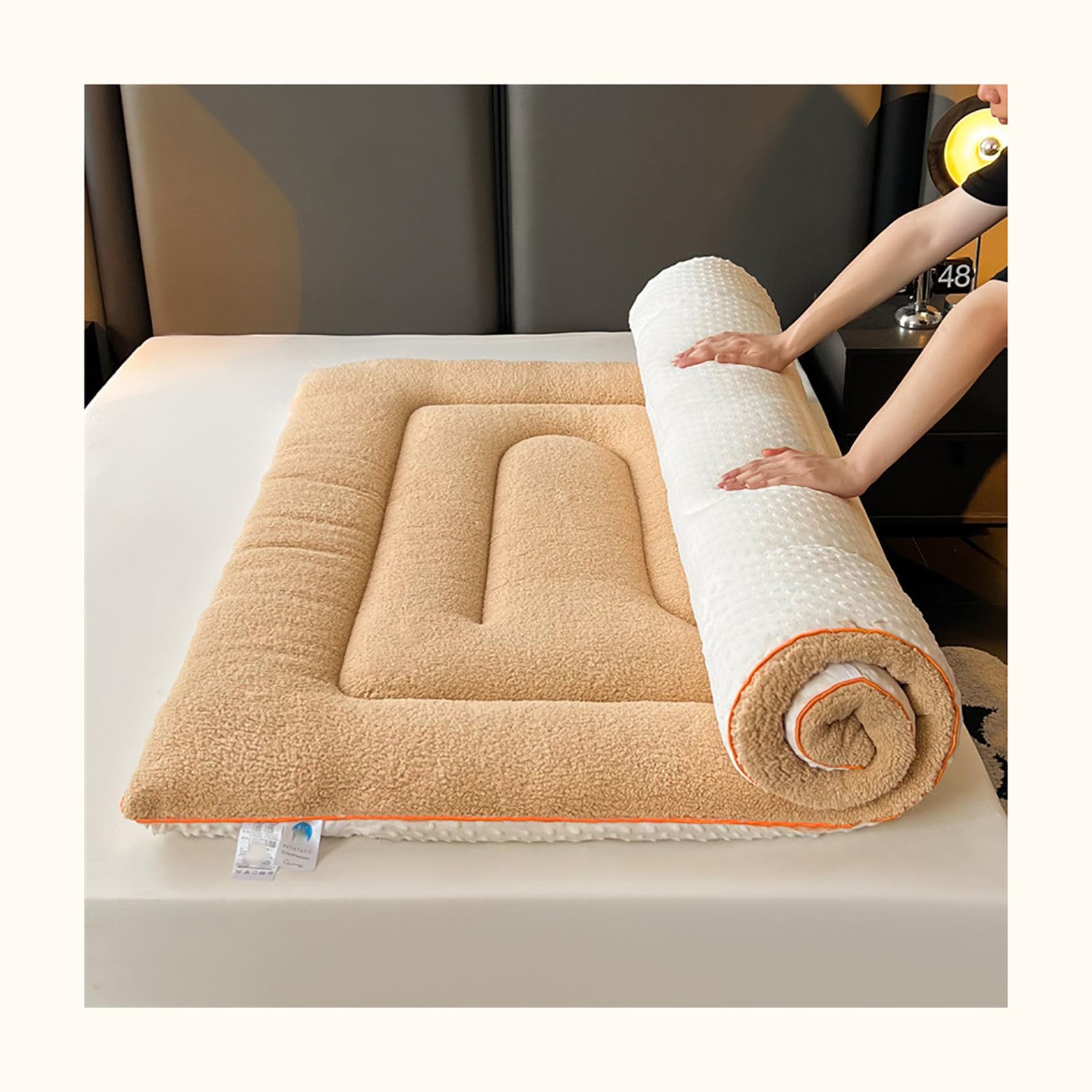 Luxurious Wool Fleece Mattress Topper with Elastic Bands Soft & Breathable Lamb Wool Bed Pad for Twin Full Queen King Bed Brown 120 * 200cm