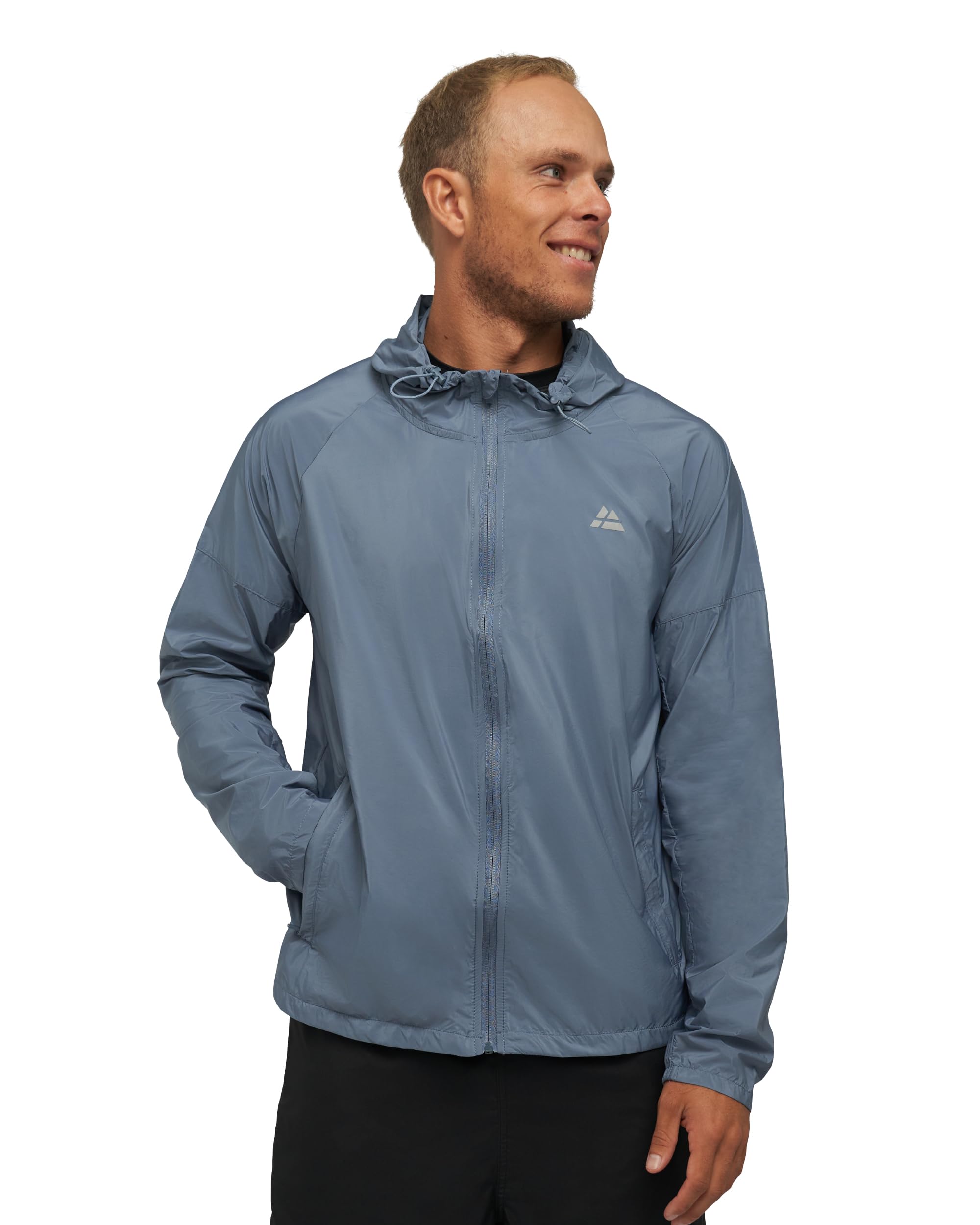 DANISH ENDURANCE Windbreaker-Jacke mit Kapuze Herren, Laufjacke aus recycelten Materialien, Atmungsaktive Sportjacke, Full-Zip, Winddicht & Leicht, für Herren