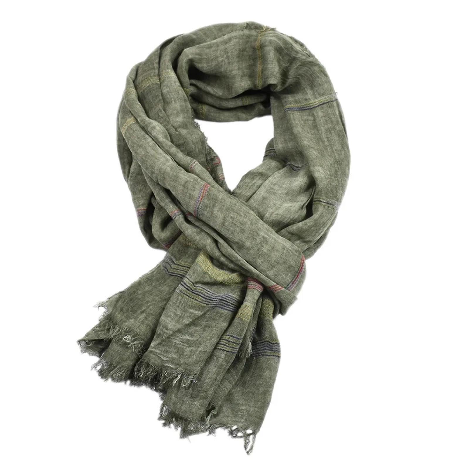 Sciarpa Scialle Invernale Sciarpe Sciarpa Invernale da Uomo Europea E Americana in Cotone E Lino Tinto in Filo A Righe, Sciarpe da Uomo con Nappe, Scialle Lungo, Accessori Maschili