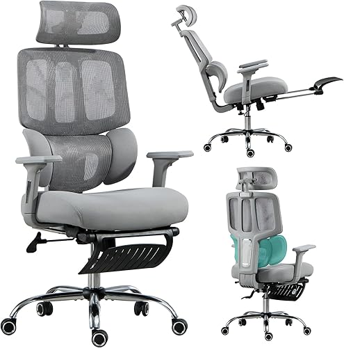 Silla de oficina de 500 libras, silla de computadora resistente con reposapiés, silla de oficina ergonómica de malla reclinable para el hogar y la